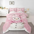 thumbnail image 1 of jejeloiu Cute Christmas Snowmen Queen Comforter Set,Happy New Year Bedding Sets,Pink White Snowflake Bedding Comforter Set For Girls,Microfiber Bedroom Decor Reversible,3-Piece, 1 of 8
