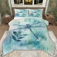 thumbnail image 1 of jejeloiu Cute Dragonfly Twin Comforter Sets,Blue Splatter Ink Bedding Set For Girls Teens Reversible 2 Pieces, 1 of 8