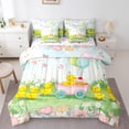 thumbnail image 1 of jejeloiu Cute Duck 7pcs Bedding Comforter Set,Colorful Flower Floral Queen Bedding Sets,Western Rustic Farmhouse Cabin Queen Sheet Sets For Girls Boys,Breathable Home Decor Reversible, 1 of 8