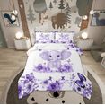 thumbnail image 1 of jejeloiu Cute Elephant Bedding Comforter Set,Zoo Animal Twin Comforter Sets,Purple Flower Butterflies Bedding Set For Boys Girl,Super Cozy Room Decor Reversible,2pcs, 1 of 8
