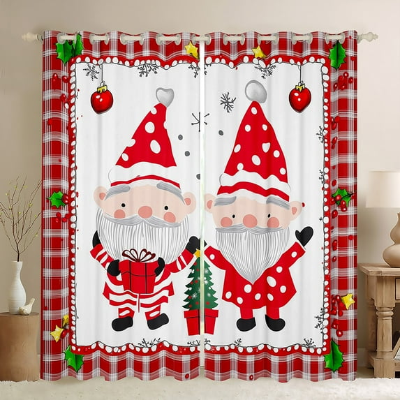 jejeloiu Cute Father Christmas Black Out Curtains,Merry Xmas Curtains Pack of 2 (42x63 Each),Happy New Year Bedroom Curtains For Girls Boys,Reathable Home Decor