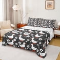 thumbnail image 1 of jejeloiu Cute Floral Blossom Queen Sheet Sets,White Cartoon Duck Bed Set For Teens 4pcs, 1 of 7