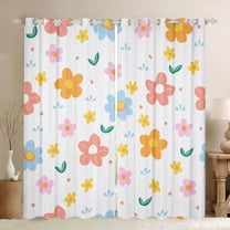 jejeloiu Cute Floral Daisy Black Out Curtains,Multicolor Kawaii Flowers Curtains Pack of 2 (42x63 Each) For Teens