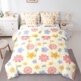 thumbnail image 1 of jejeloiu Cute Flower Daisy 7-Piece Bedding Comforter Set,Rustic Floral King Bedding Sets,Yellow Blue Pink Bed Sheets For Girls,Luxury Bedroom Decor Reversible, 1 of 8