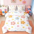 thumbnail image 1 of jejeloiu Cute Flower Twin Bedding Sets 7-Piece,Plant Theme Bedding Comforter Set,Orange Blue White Sheet Sets For Girls Kids,Microfiber Room Decoration, 1 of 8
