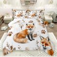 thumbnail image 1 of jejeloiu Cute Fox Full Size Comforter Sets,Wild Animal Bedding Comforter Set,White Orange Bedding Sets For Girls Boys,Microfiber Bedroom Decor Reversible,3 Pieces, 1 of 8