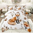 thumbnail image 1 of jejeloiu Cute Fox Queen Comforter Set,Wild Animal Bedding Sets,White Orange Bedding Comforter Set For Girls Boys,Microfiber Bedroom Decor Reversible,3pcs, 1 of 8