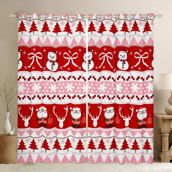 jejeloiu Cute Gsanta Claus Curtains Pack of 2 (42x84 Each),Christmas Theme Curtains Blackout,Deer Slihouette Bedroom Curtains For Teens,Microfiber Bedroom Decor