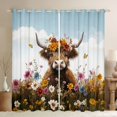 thumbnail image 1 of jejeloiu Cute Highland Cattle Black Out Curtains,Colorful Rustic Flowers Curtains Pack of 2 (42x63 Each),Kawaii Daisy Blossom Bedroom Curtains For Girls Boys,Luxury Bedroom Decor, 1 of 6