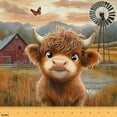 thumbnail image 1 of jejeloiu Cute Highland Cattle Fabric by the Yard 5 Yards,Old Barn Door Fabric for Sewing,Western Farm Windmill Home Decor Fabric by the Yard For Men Women,Microfiber Bedroom Decor, 1 of 6