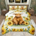 thumbnail image 1 of jejeloiu Cute Highland Cow Twin Comforter Sets,Yellow Sunflower Blossom Bedding Set For Girls Teens Reversible 2pcs, 1 of 8