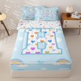 thumbnail image 1 of jejeloiu Cute Initial Alphabet H Zipper Twin Comforter Sets with Fitted Sheet and 2 Pillowcases,Rainbow Heart Cloud Initial Art Zipper Bedding Set For Girls,Colorful Stars Reversible,4 Pieces, 1 of 7