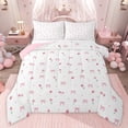thumbnail image 1 of jejeloiu Cute Kawaii Bowknot Full Size Comforter Sets,Pink Tulip Loves Bedding Sets For Girl Reversible 3pcs, 1 of 7