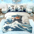 thumbnail image 1 of jejeloiu Cute Kitten 7pcs Bedding Comforter Set,Gold Fish Queen Bedding Sets,Ocean Waves Queen Sheet Sets For Teens,Microfiber Bedroom Decor Reversible, 1 of 8