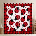 thumbnail image 1 of jejeloiu Cute Ladybug Blackout Curtains Set of 2 (52x84 Each),Reometric Geometric Plaid Window Curtains,Red White Black Curtains and Drapes For Boys Kids,Ultra Soft Home Decor, 1 of 6