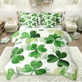 thumbnail image 1 of jejeloiu Cute Leaves Clover 7 Pieces Bedding Comforter Set,St.Patrick Day Full Bedding Set,Green White Fitted Sheet Flat Sheet For Boys Girls,Luxury Bedroom Decor Reversible, 1 of 8