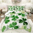 thumbnail image 1 of jejeloiu Cute Leaves Clover Full Size Comforter Sets,St.Patrick Day Bedding Comforter Set,Green White Bedding Sets For Boys Girls,Luxury Bedroom Decor Reversible,3-Piece, 1 of 8