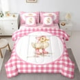 thumbnail image 1 of jejeloiu Cute Little Duckling Twin Bedding Sets 7-Piece,Pink Bow Bowtie Bedding Comforter Set,Geometric Plaid Sheet Sets For Girl Boys,Luxury Bedroom Decor Reversible, 1 of 8