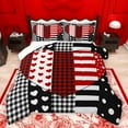 thumbnail image 1 of jejeloiu Cute Loves Pattern Bedding Comforter Set,Modern Geometric Plaid Twin Comforter Sets,Red White Black Bedding Set For Men Women,Ultra Soft Home Decor,2pcs, 1 of 8