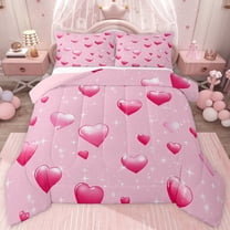 jejeloiu Cute Loves Pattern Twin Comforter Sets,Happy Valentine's Day Bedding Set For Girls Women Reversible 2-Piece