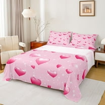 jejeloiu Cute Loves Pattern Twin Sheet Sets,Happy Valentine's Day Bedding For Girls Women 3-Piece