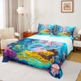 thumbnail image 1 of jejeloiu Cute Mermaid Bed Sheets,Watercolor Sealife Coral King Sheets,Gold Underocean Treasure Sheet Set For Girls Boys,Microfiber Bedroom Decor,4 Pieces, 1 of 7