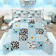thumbnail image 1 of jejeloiu Cute Milk Cattle Queen Comforter Set,Rustic Cow Print Bedding Sets,Cute Flowers Floral Bedding Comforter Set For Kids,Ultra Soft Home Decor Reversible,3-Piece, 1 of 8