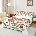 thumbnail image 1 of jejeloiu Cute Mushroom Twin Sheet Sets,Cartoon Animal Ladybug Twin Fitted Sheet,Red White Green Flat Sheet For Boys Girls,Breathable Room Decor,3-Piece, 1 of 7