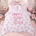 thumbnail image 1 of jejeloiu Cute Personalized Gifts Queen Comforter Set,First Letter E Bedding Comforter Set For Bow Lover Reversible 3-Piece, 1 of 8
