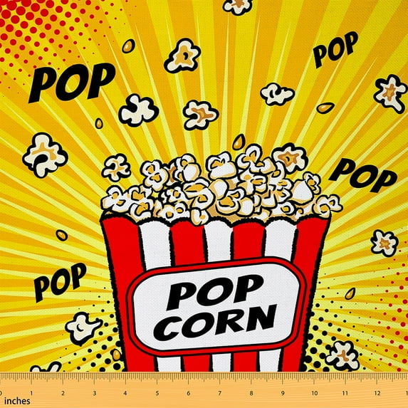 jejeloiu Cute Popcorn Fabric by the Yard 10 Yards,Movie Filmstrip Room Decor Fabric by the Yard,Yellow Red Black Sewing Fabric For Girls Boys,Luxury Bedroom Decor