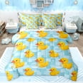 thumbnail image 1 of jejeloiu Cute Rubber Ducks 7 Pieces Bedding Comforter Set,Abstract Geometric Check Full Bedding Set,Cartoon Animal Fitted Sheet Flat Sheet For Kids,Luxury Bedroom Decor Reversible, 1 of 8