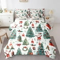 thumbnail image 1 of jejeloiu Cute Santa Claus Bedding Comforter Set 7 Pieces,Happy New Year Full Bedding Set,Christmas Tree Gifts Fitted Sheet Flat Sheet For Children,Super Cozy Room Decor Reversible, 1 of 8
