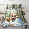 thumbnail image 1 of jejeloiu Cute Santa Claus Christmas Snowmen Kawaii Squirrel Queen Comforter Sheet Set, Reversible Lightweight Room Decor, 7pcs, 1 of 8