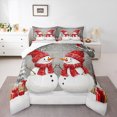 thumbnail image 1 of jejeloiu Cute Snowman Queen Comforter Set,Pink Christmas Gifts Bedding Sets,Red White Bedding Comforter Set For Girl Kids,Microfiber Bedroom Decor Reversible,3-Piece, 1 of 8
