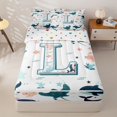 thumbnail image 1 of jejeloiu Cute Starfish Initial L Zipper Full Size Comforter Sets with Fitted Sheet and 2 Pillowcases For Kids,Ocean Animal Monogram Art Zipper Bedding Set For Boys,Reversible,4 Pieces, 1 of 7