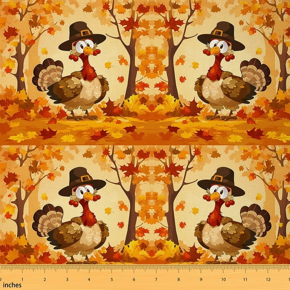 jejeloiu Cute Turkey Fabric by the Yard 5 Yards,Autumn Harvest Pumpkin Fabric for Sewing,Thanksgiving Theme Home Decor Fabric by the Yard For Child,Breathable Home Decor