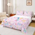 thumbnail image 1 of jejeloiu Cute Unicorn Animals Queen Sheet Sets For Girls,3D Cartoon Monogrammed Y Bed Set For Kids,4 Pieces, 1 of 6