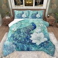 thumbnail image 1 of jejeloiu Cyan Blue Peacock Queen Comforter Set,Retro Rustic Flower Bedding Sets,Safari Zoo Animal Bedding Comforter Set For Men Women,Breathable Home Decor Reversible,3 Pieces, 1 of 8
