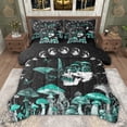 thumbnail image 1 of jejeloiu Cyan Fungus Mushroom 7-Piece Twin Bedding Sets,Bohemian Rustic Plant Bedding Comforter Set For Adults Reversible, 1 of 8