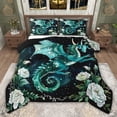 thumbnail image 1 of jejeloiu Cyan Magic Dragon Twin Comforter Sets,White Flowers Floral Bedding Set For Boy Teens Reversible 2 Pieces, 1 of 8