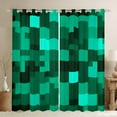thumbnail image 1 of jejeloiu Cyan Pixel Grid Black Out Curtains,Pixelated Miners Gamer Curtains Pack of 2 (42x63 Each),Geometric Patchwork Plaid Bedroom Curtains For Boys Girls,Super Cozy Room Decor, 1 of 6