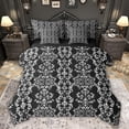 thumbnail image 1 of jejeloiu Damask Floral Pattern 7pcs Bedding Comforter Set,White Victorian Flower Queen Bedding Sets For Adult Reversible, 1 of 8