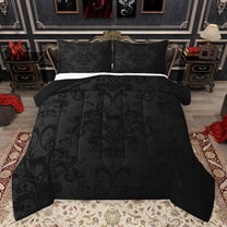 jejeloiu Damask Floral Twin Comforter Set (2-Piece) Victorian Print Jungle Deer Luxury Reversible Decor For Men Women