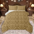 thumbnail image 1 of jejeloiu Damask Floral Pattern Queen Comforter Set,Brown Victorian Flower Bedding Comforter Set For Adult Reversible 3pcs, 1 of 8
