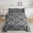 thumbnail image 1 of jejeloiu Damask Print Bedding Comforter Set,Gothic Flower Twin Comforter Sets,Black Gray Bedding Set,Breathable Bedroom Decorative Reversible,3pcs, 1 of 8