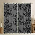 thumbnail image 1 of jejeloiu Damask Victorian Flower Blackout Curtains,Halloween Skleleton Curtains Pack of 2 (38x45 Each),Gray Black Window Curtains For Men Women,Lightweight Room Decorative, 1 of 6