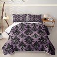 thumbnail image 1 of jejeloiu Dramatic Damask Twin Quilt Set,Gothic Print Twin Coverlet Set For Adults,Purple Black,2pcs, 1 of 7