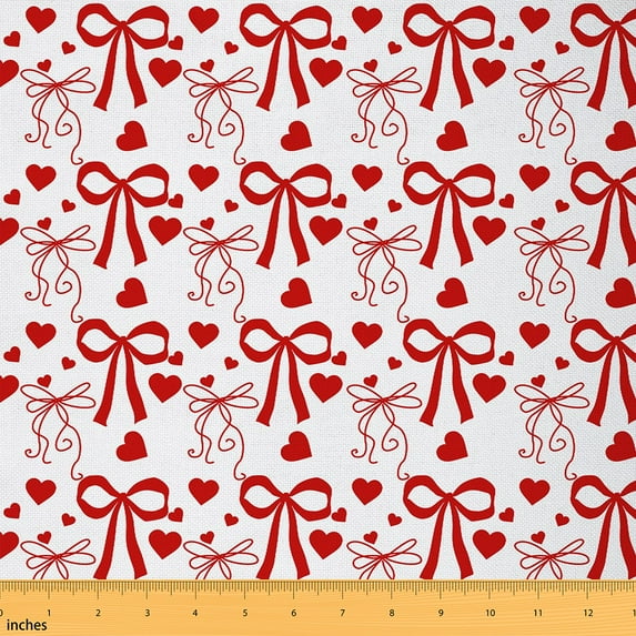 jejeloiu Dreamy Girls Bow Tie Fabric by the Yard 10 Yards, Princess Bowknot Home Decor Fabric by the Yard, White Pink Sewing Fabric, Cute Child Room Decor
