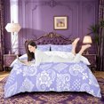 thumbnail image 1 of jejeloiu Dreamy Paisley Duvet Cover King For Men Women,Boho Flower King Bedding,Lavender White,Reversible,3 Pieces,1 Duvet Cover and 2 Pillowcases, 1 of 6
