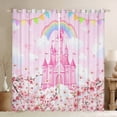 thumbnail image 1 of jejeloiu Dreamy Princess Castle Black Out Curtains,Cherry Blossom Curtains Pack of 2 (42x63 Each),Tairy Tale Theme Bedroom Curtains For Girls Kids,Microfiber Bedroom Decor, 1 of 6